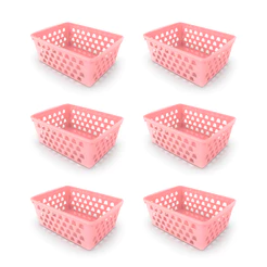 Kit 6 Cestos Organizadores Multiuso Rosa 16x12x6Cm