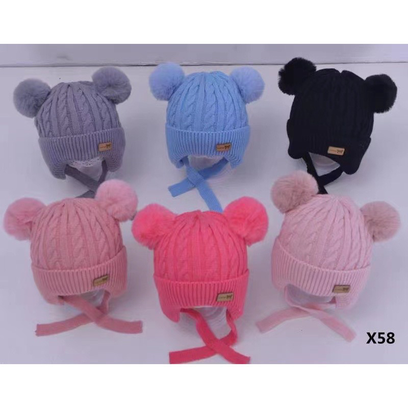 Gorro/Touca Infantil com dois pompom Amarrar liso Forrada Por Dentro para o inverno menino e menina moda novo 2026 em Oferta na Shopee