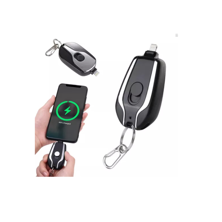Mini Power Bank Portátil Emergência de Chaveiro 1500 mah Para iPhone 6/7/8/11/12/14 (Iphone 15 nao serve)