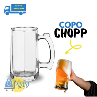 Copo Caneca Hamburg Chopp Vidro Cerveja 340ml Festa Bar Lazer Zero Grau