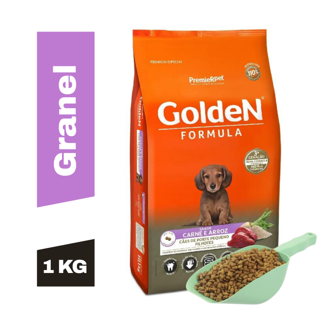 Ração Para Cachorro Premier Pet Golden Filhotes Raças Pequena Sabor Carne e Arroz 1Kg - Ração Cachorro
