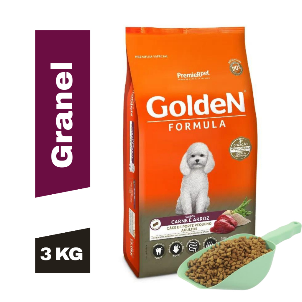 Ração Para Cachorro PremieR Pet Golden Raças Pequenas Sabor Carne 3Kg A Granel - Ração Cachorro