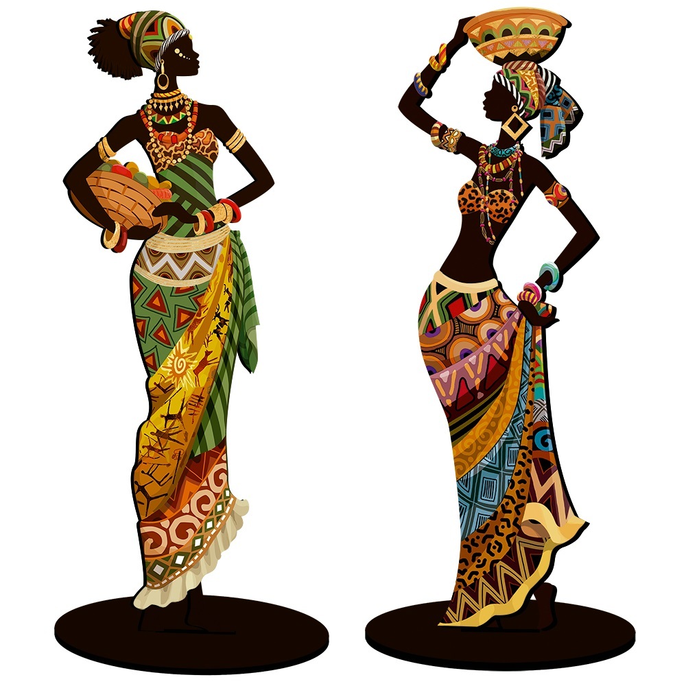 KIT C/2 Enfeites MDF Decorativos Mesa Mulher Africana Negra em Oferta na Shopee