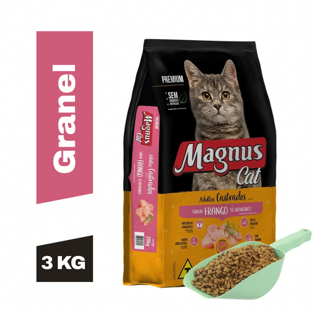 RAÇÃO PARA GATO MAGNUS CAT PASTELZINHO RECHEADOS (3KG GRANEL) - Ração Gato Castrado Premium