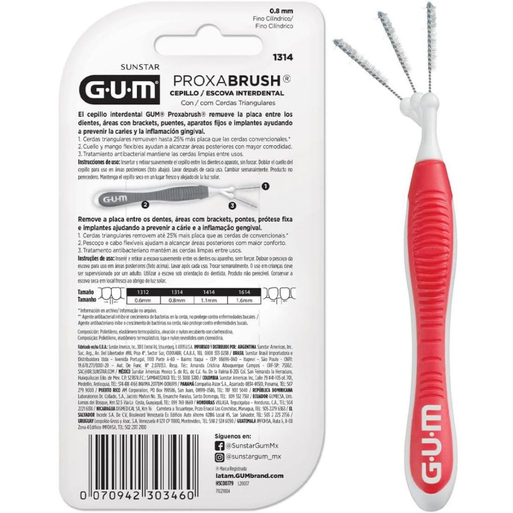 Detalhes do Escova Interdental Fina 0.8mm Proxa Brush 6 Unidades - Gum