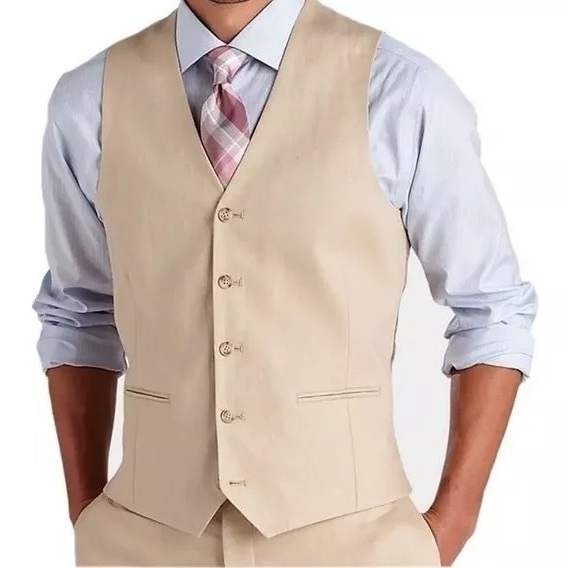 Colete Social Masculino Italiano Luxo Bege Sofisticado Mega Oferta