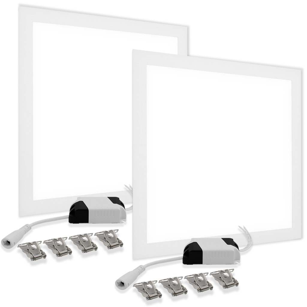 Kit 2 Plafon Painel Led Embutir 60x60 50w Quadrado Frio
