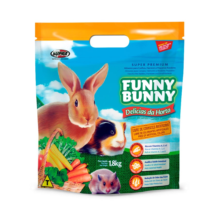 Ração Funny Bunny Delícias da Horta 500g Alimento para Coelhos Roedores e Pequenos Animais