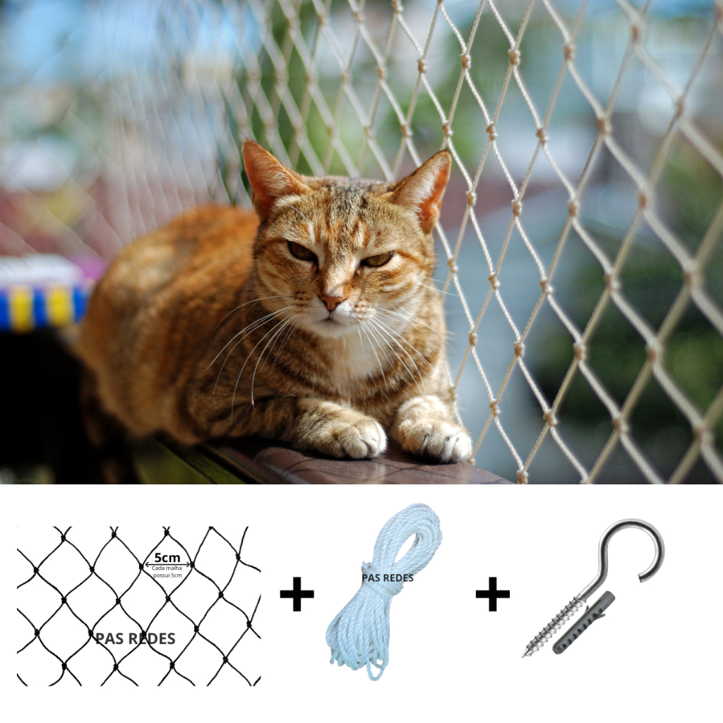Kit Completo Rede Tela De Proteção, Para Sacadas, Janelas, Gatos e Crianças m²