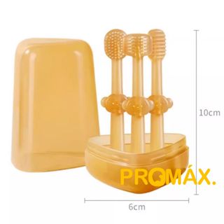 3pcs Escova De Dentes Kids Kit De Cabeça De Macia Para Recém-Nascidos 0-2 anos Cuidados Dentários Conjunto De silicone Bebês em Oferta na Shopee