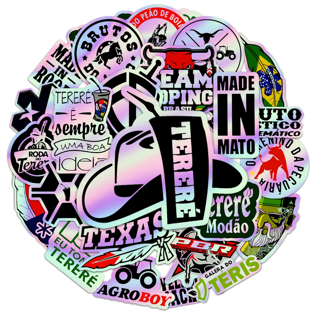 Kit 25 Adesivos Agro Cowboy Tereré Teris Made in Roça Bruto Stickers Variados Holográfico Camaleão