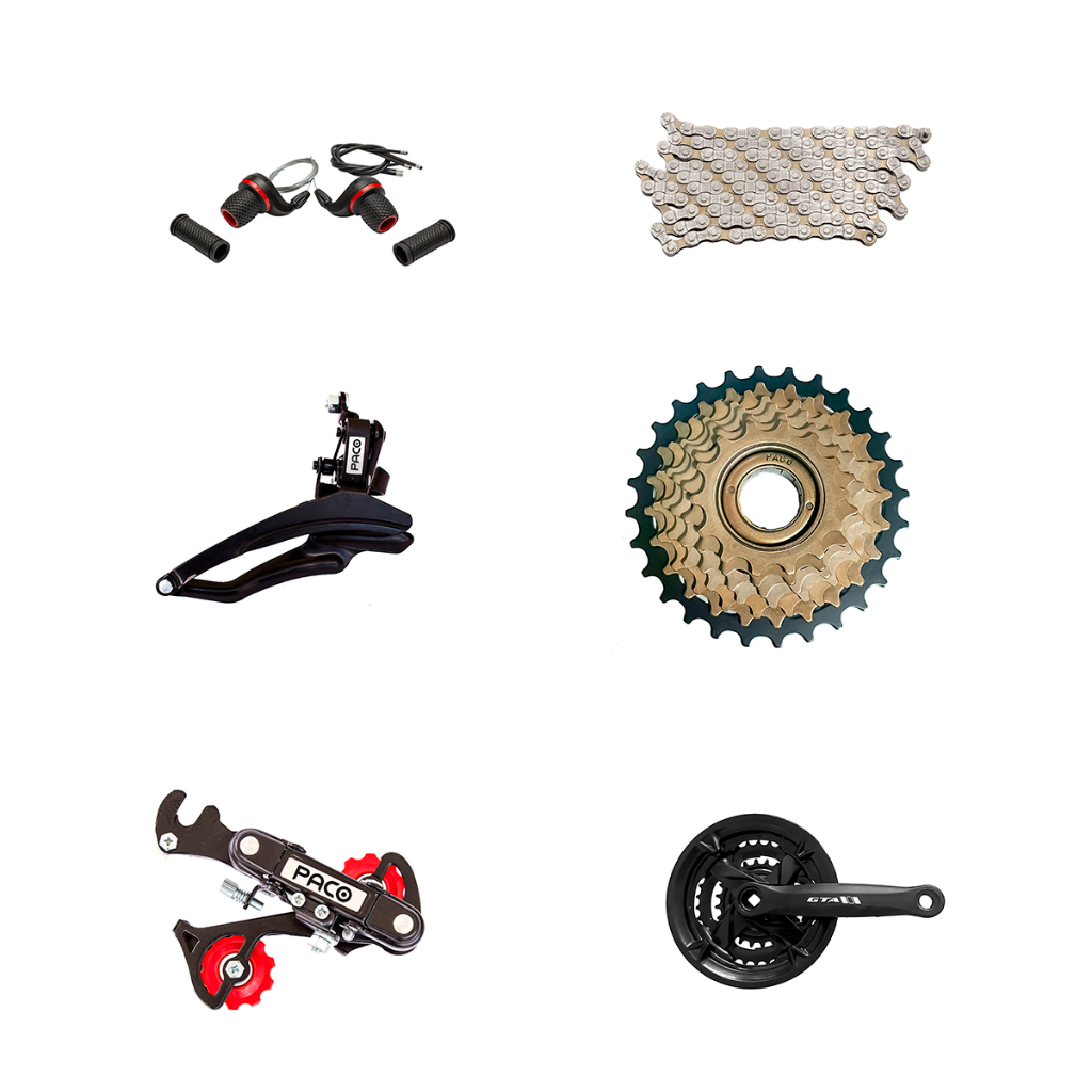 Kit Relação Bike 18v e 21v Completo Handshift Pedivela Cambios Catraca Corrente Aro 26 e 29