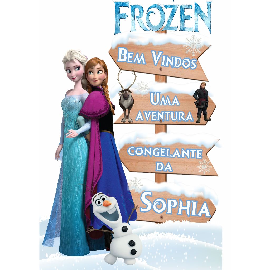 1 DISPLAY PLACA SETA FROZEN ADULTO / FROZEN CUTE PERSONALIZADO CHÃO MDF TOTEN