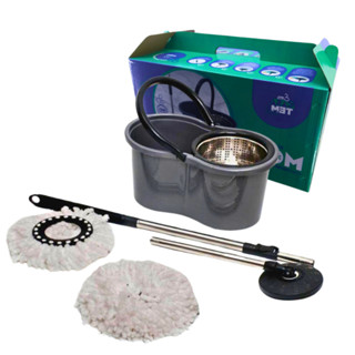 Mop Com Centrifuga Inox e Cabo em Inox Com 2 Refil de Microfibra 9 Litros Mopi