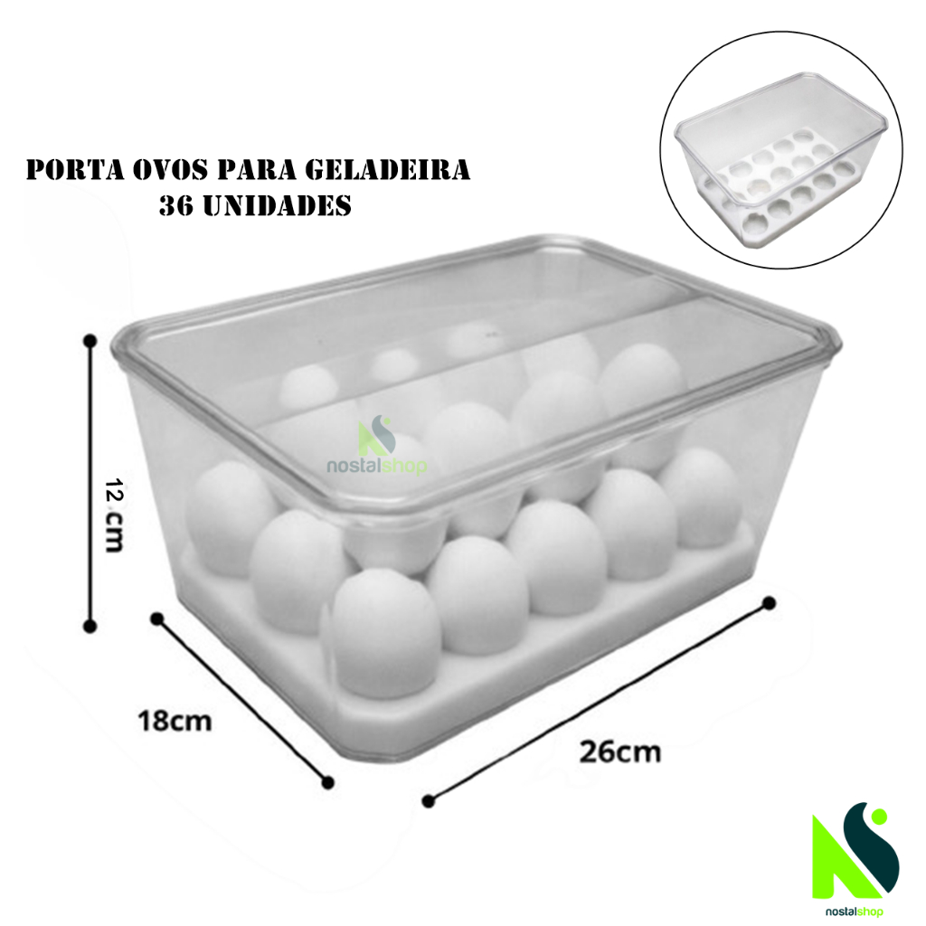 Porta Ovos 36 un Com Tampa Organizador Geladeira Cozinha Utensilios