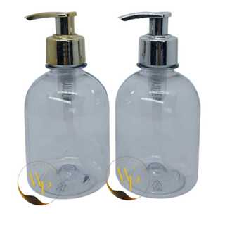 2 Unidades Frasco Pet 250 ml C/ Válvula Pump Metalizada Saboneteira, Álcool Gel, Creme, etc... em Oferta na Shopee