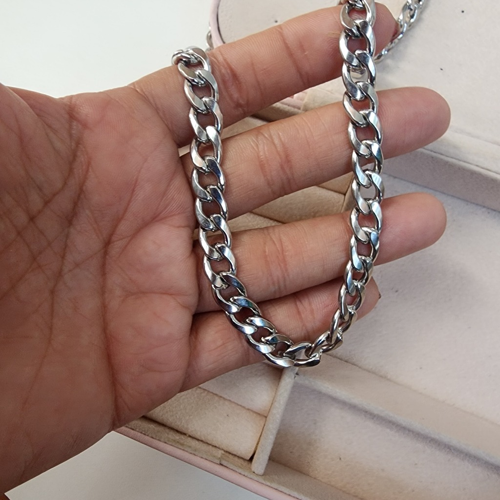Corrente Masculina Aço Inoxidável Prata Cirúrgico Corrente  Grossa Não escurece
