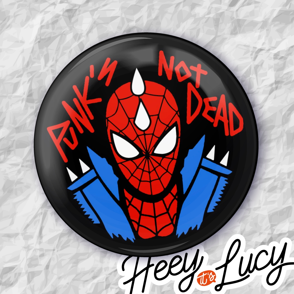 Botton S p i d e r - P u n k "Punk's not dead" - Broche Alfinete 3,8 ou 4,4 cm em Oferta na Shopee