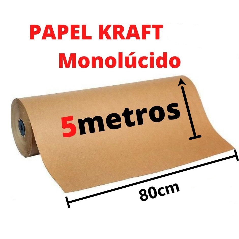 Papel Kraft Pardo Especial c/80cm de largura x 5 Metros de comprimento p/ embalagem ( Monolúcido )