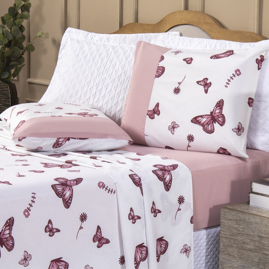 Jogo De Cama Lençol Premium Casal Padrão Com 04 Peças Estampado 100% Algodão Percal