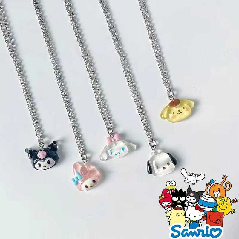Colar Olá Kitty My Melody Cinamoroll Kuromi Keroppi Pochacco Pompompurim Aço Inox Pingente Resina em Oferta na Shopee