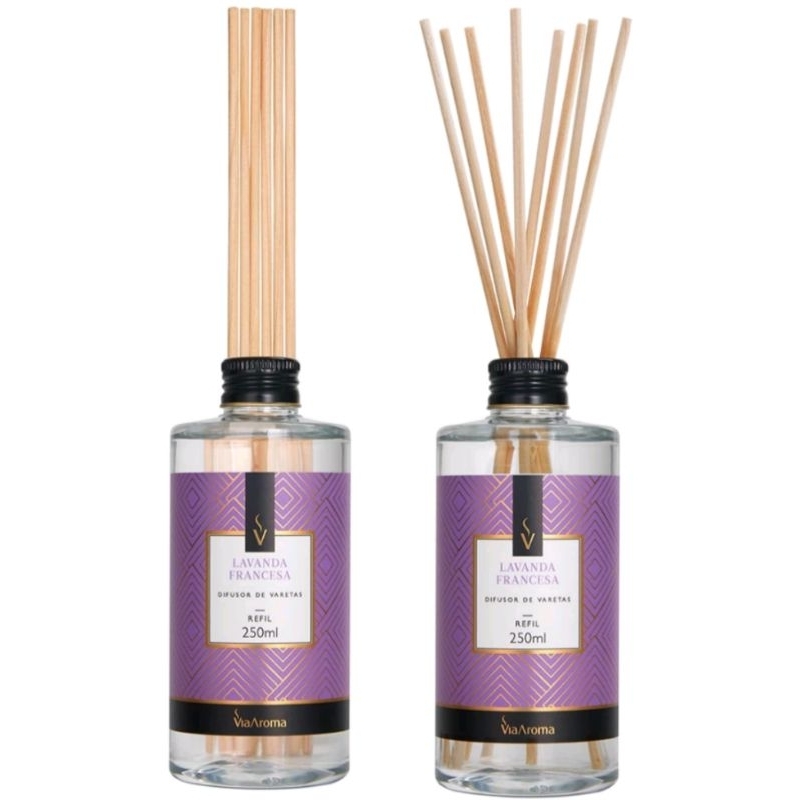 Refil Difusor de Varetas Via Aroma 250ml - Fragrâncias Exclusivas - Cheirinho para Casa Decoração