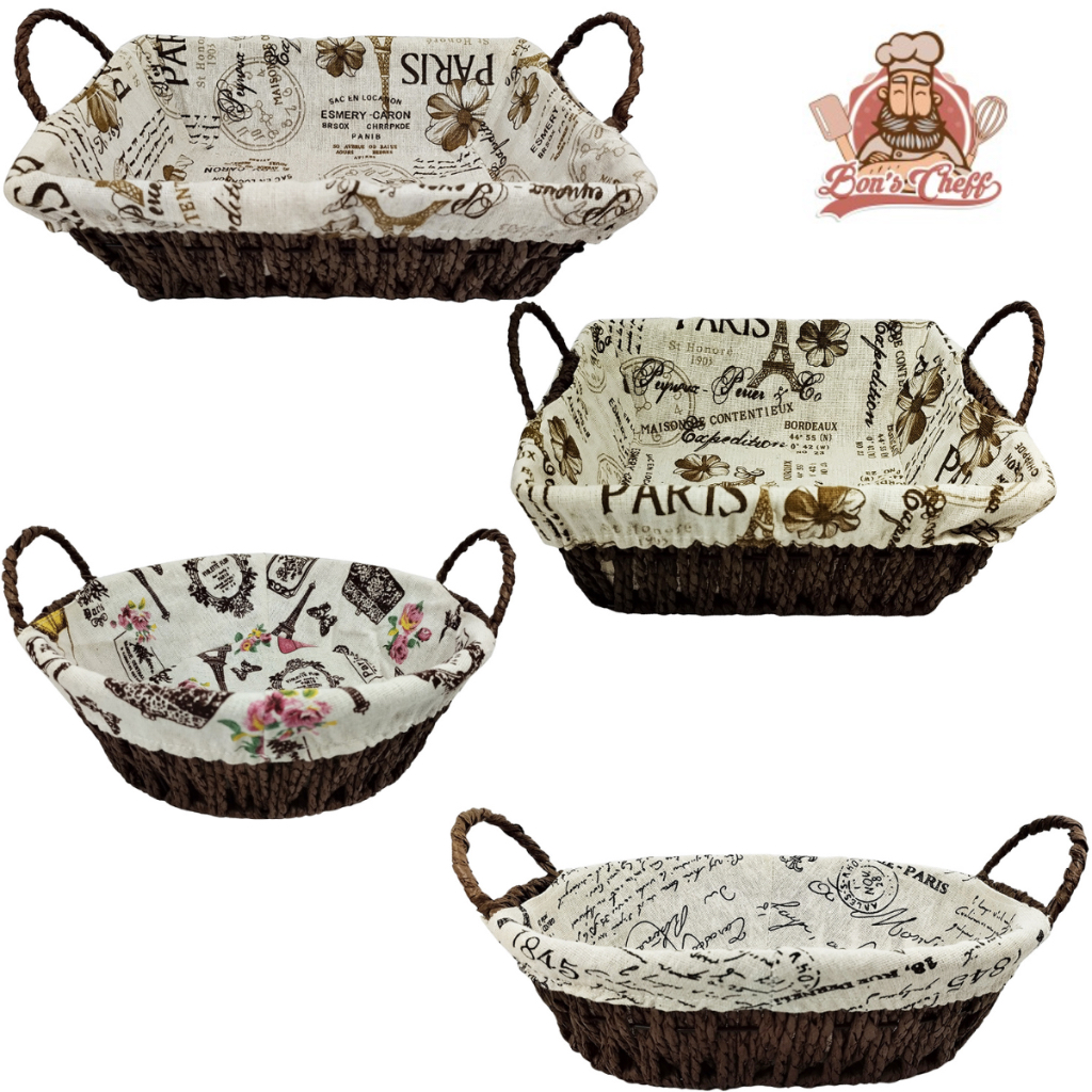 Cesta Aramado Retangular / Quadrado / Redondo / Oval Com Alça E Forro Paris