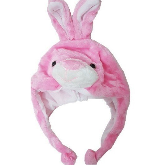 Touca Gorro Bichinho Animal Zoo Frio Fantasia Coelhinho Rosa