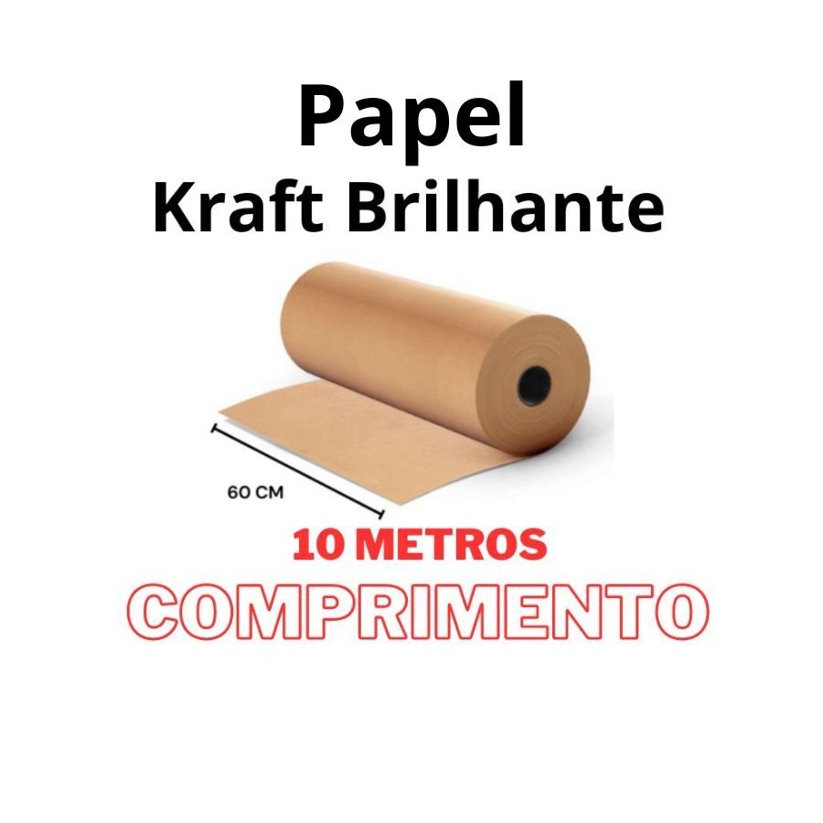 Papel Kraft Brilhante c/ Gramatura 80  e 60cm de largura x 10 Metros de comprimento em Oferta na Shopee