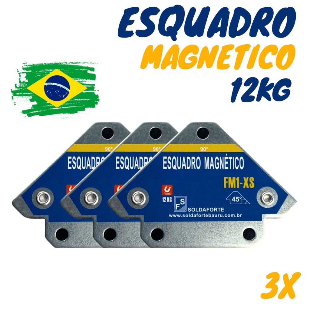 Kit Esquadro Magnético (3 Peças) para Solda 12kg - Soldaforte