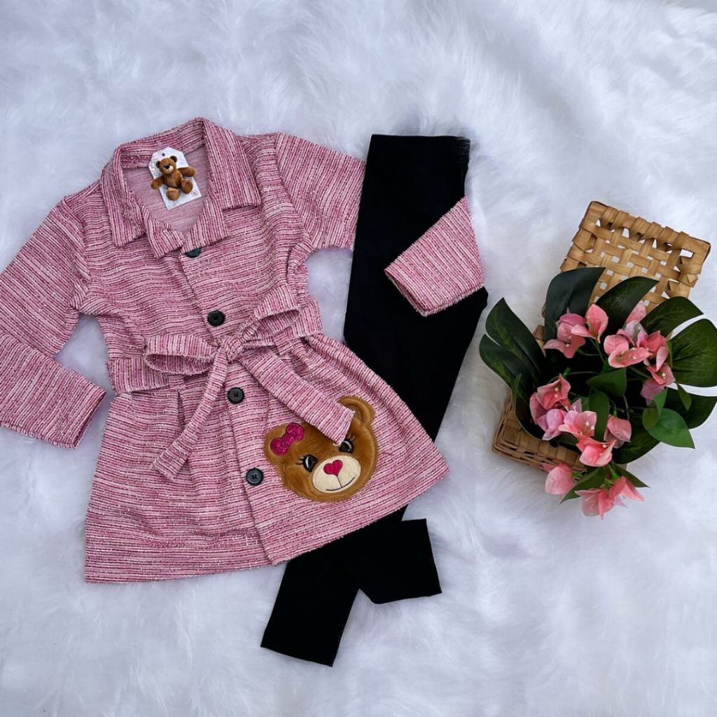 Conjunto infantil menina blogueirinha 3 peças Calça, blusa e Faixa inverno