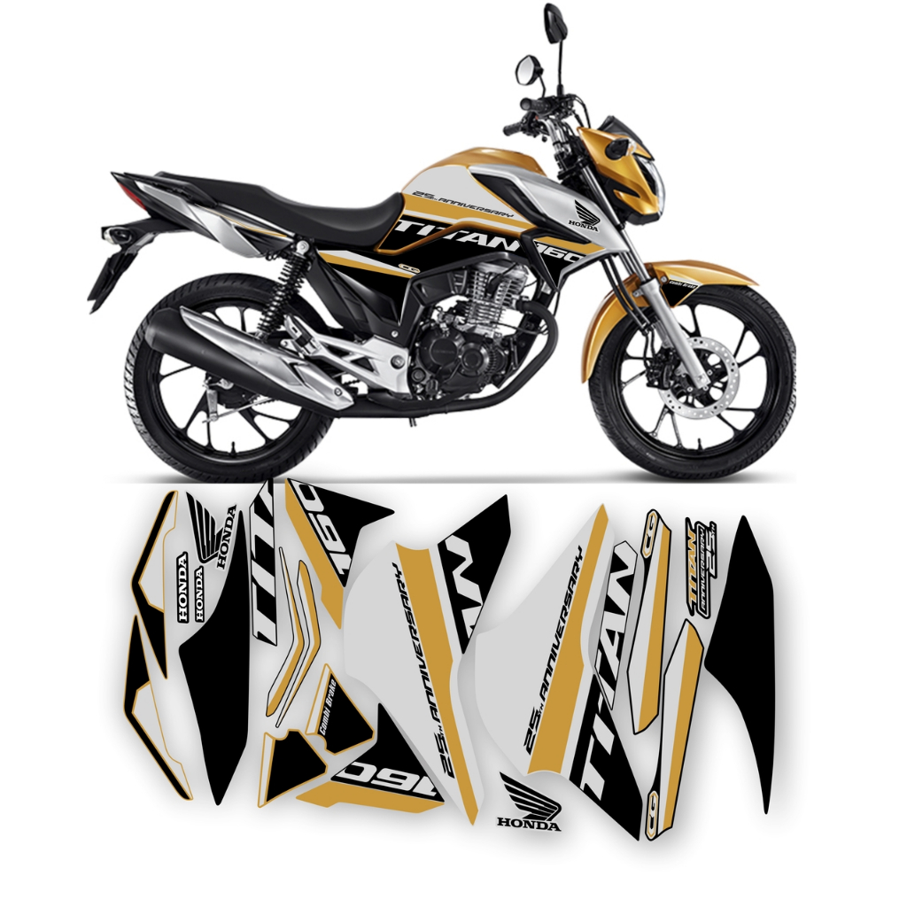 Kit Faixas Adesivos Grafismo Cg Titan 160 2022 2023 25th Anniversary Laminado