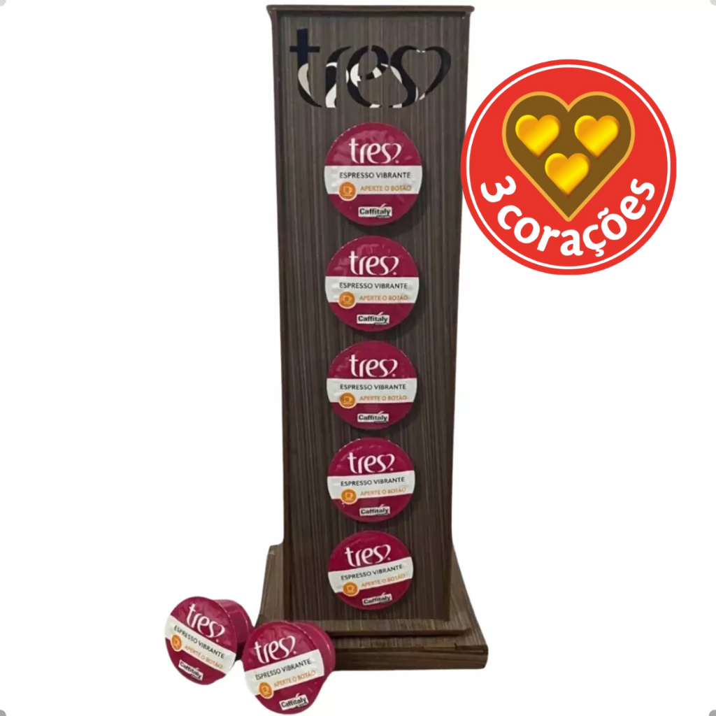Torre Suporte 20 Cápsulas de Café Três Corações Giratório Decoração Cozinha Linda Peça Promoção