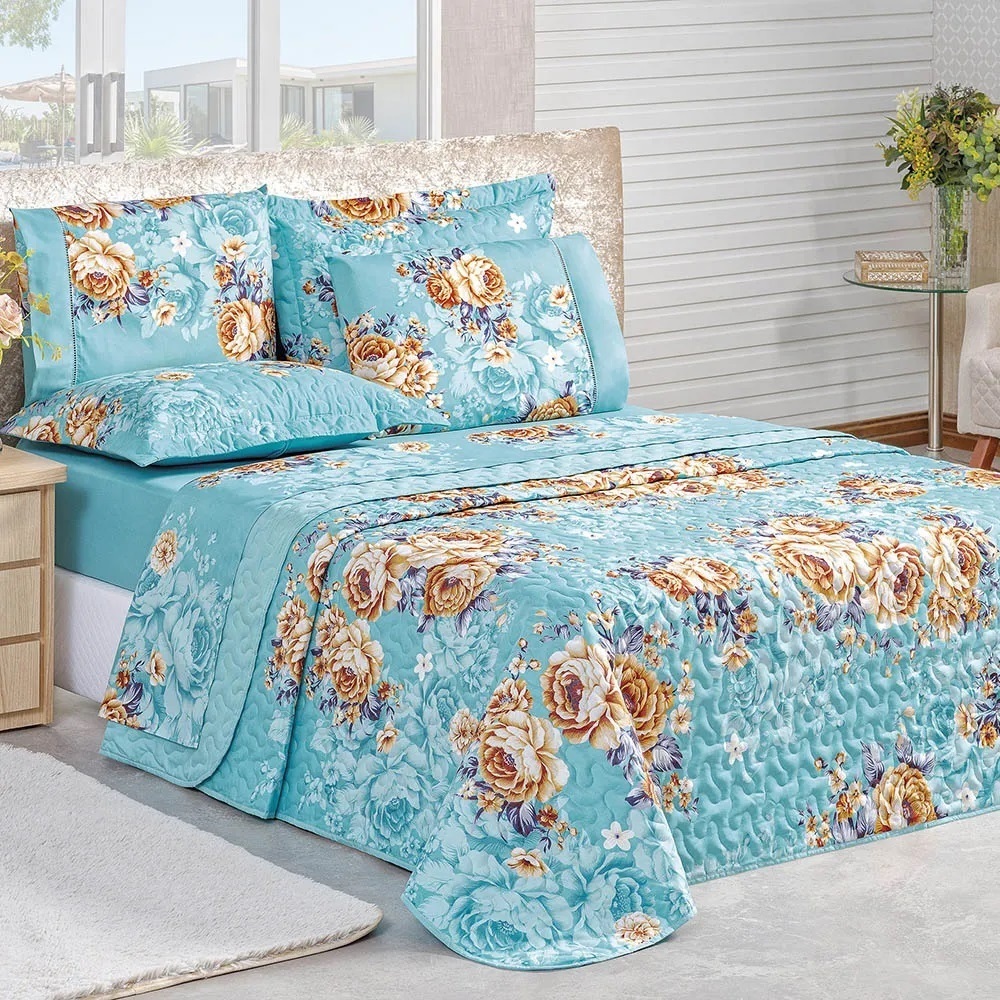 Cobre Leito Com Fronhas Casal Padrão 3 Peças Dupla Face Matelado Cama Box em Oferta na Shopee