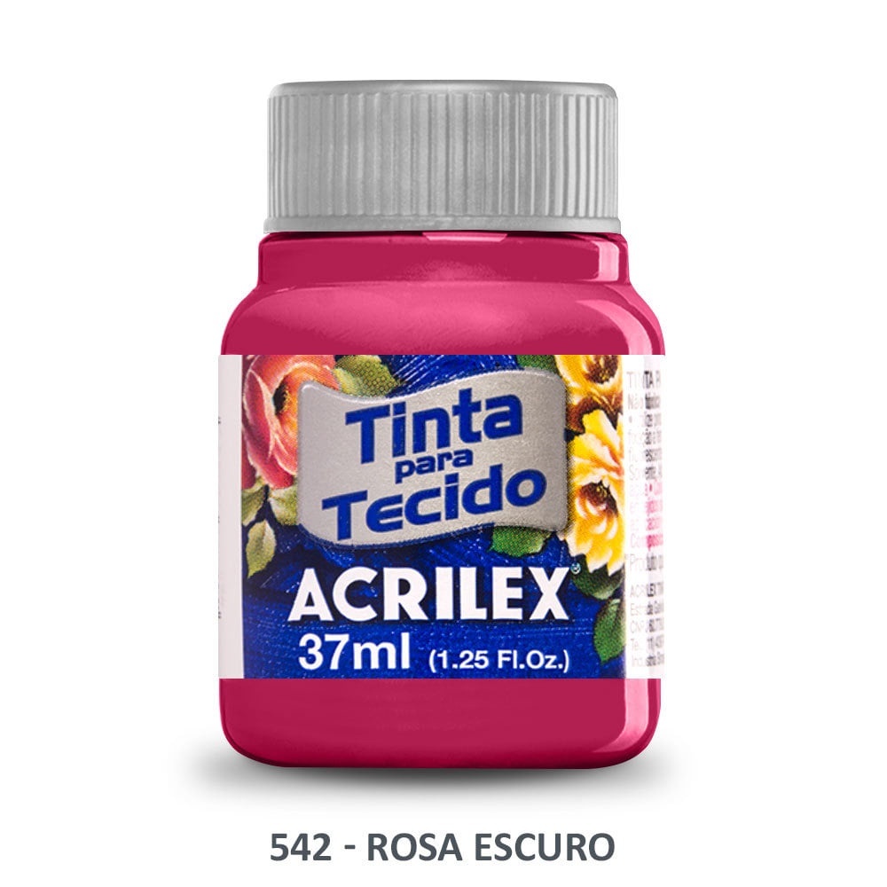 Tinta Para Tecido Fosca 37ml - Acrilex 542 - Rosa escuro