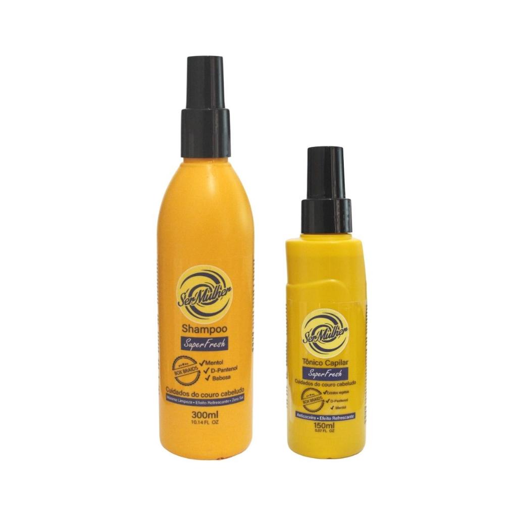 Kit Shampoo Para Trança Tonico Para Trança Super Fresh Limpa e Combate a Coceira em Oferta na Shopee