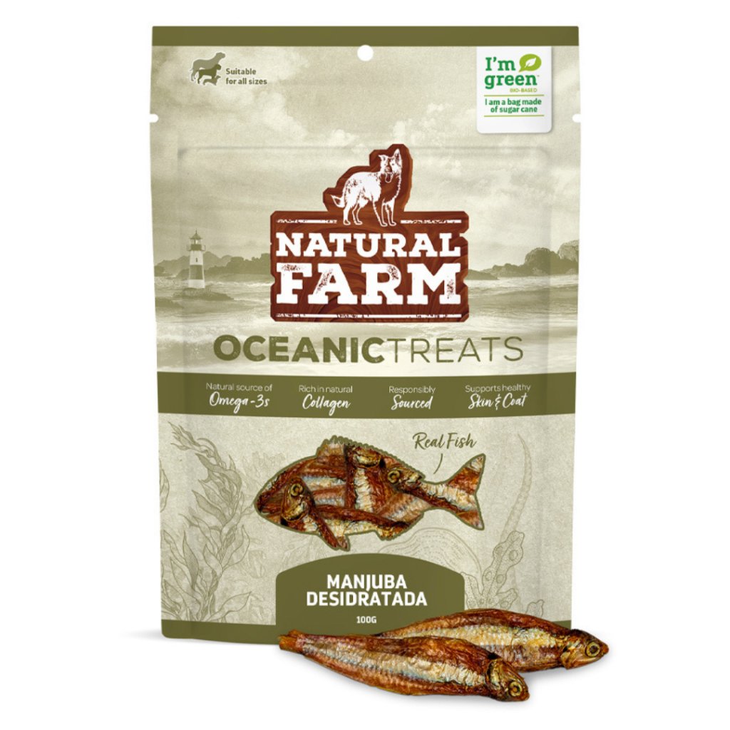 Petisco Natural Manjuba Desidratada 100g Oceanic Treats para Cães Natural Farm