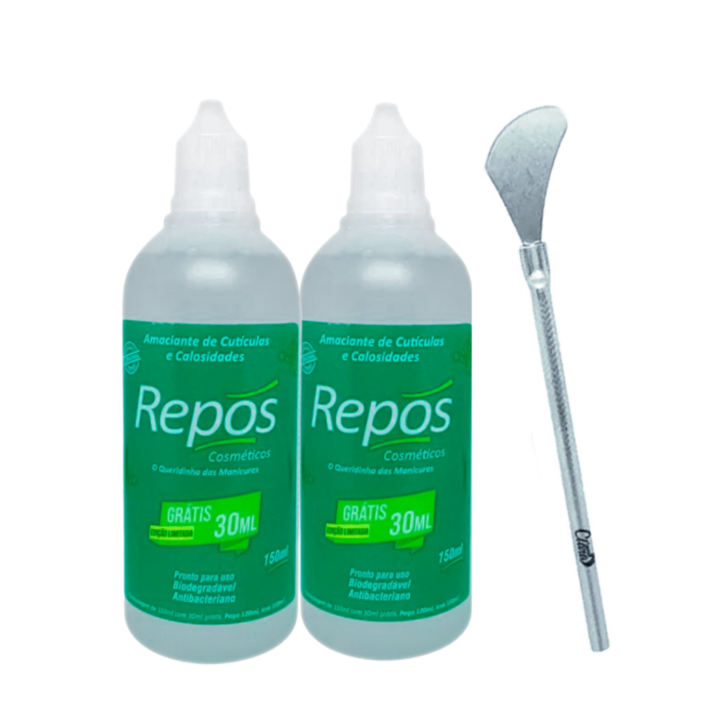 2 Amaciante de Cutículas e Calosidades 150ml Repos + Espátula Ref 222