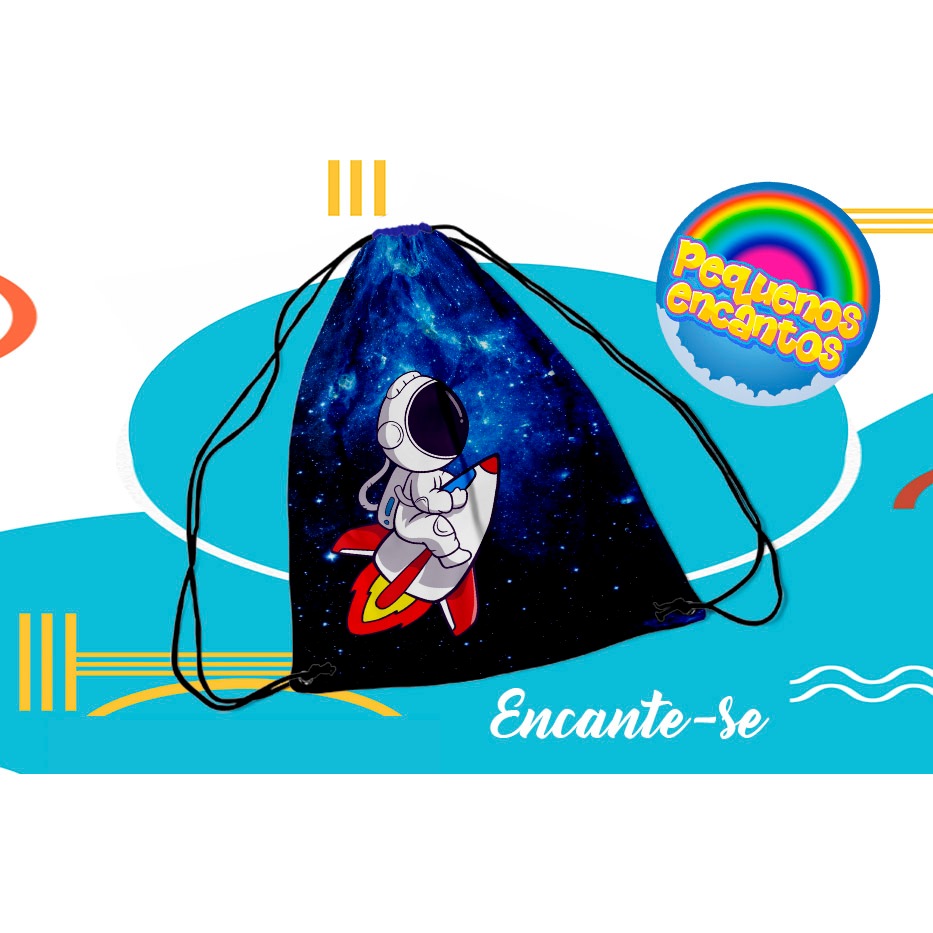KIT 10 MOCHILINHAS PERSONALIZADAS ASTRONAUTA PARA FESTA INFANTIL