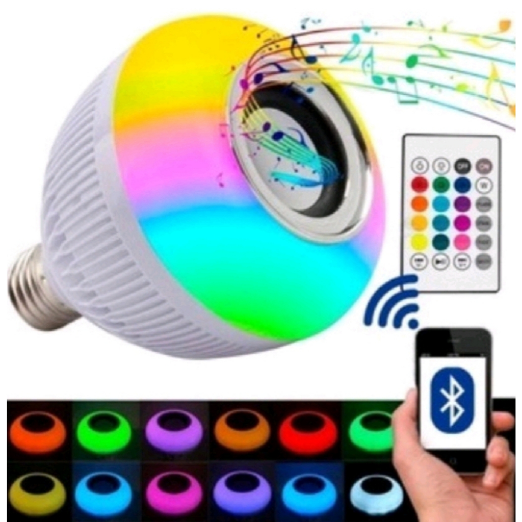 Lampada Bluetooth De Led Caixa De Som C Controle Rgb 12W