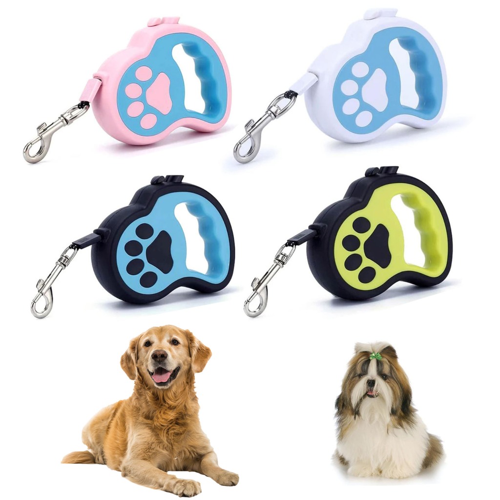 Guia Retrátil 5 Metros Com Botão De Controle Para Regulagem Pet Cachorro Passeio Linha Premium LR-0264