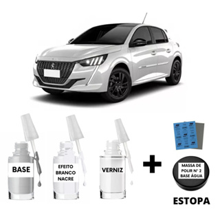 Tinta Tira Risco Automotivo Peugeot 208 Branco Nacre Perolizado em Oferta na Shopee