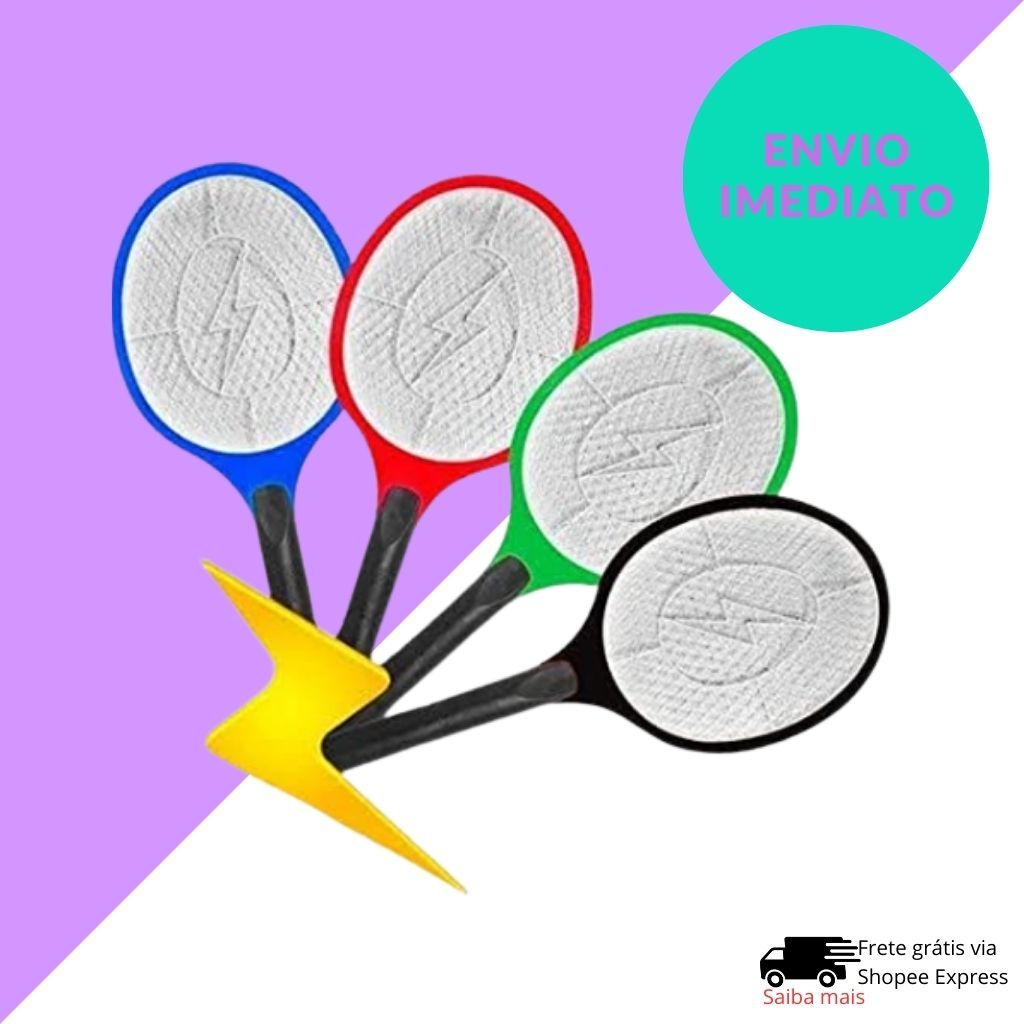 KiT Raquete Elétrica Mata Muriçoca Pernilongo Mosquito Mosca Insetos modelo BIVOLT Recarregável