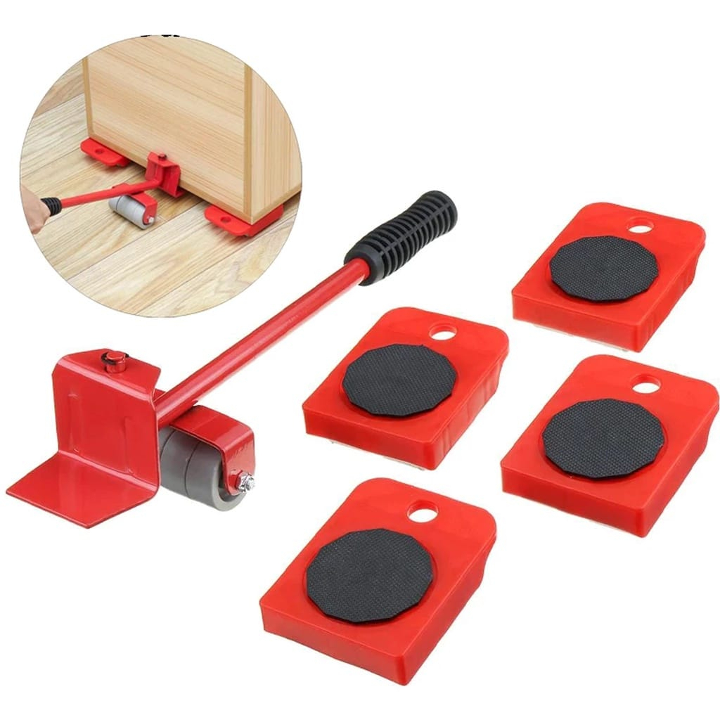 Aparelho Movedor Móveis Pesados Ferramenta Rodinhas Levantar Móveis Kit 5 Peças Sliders