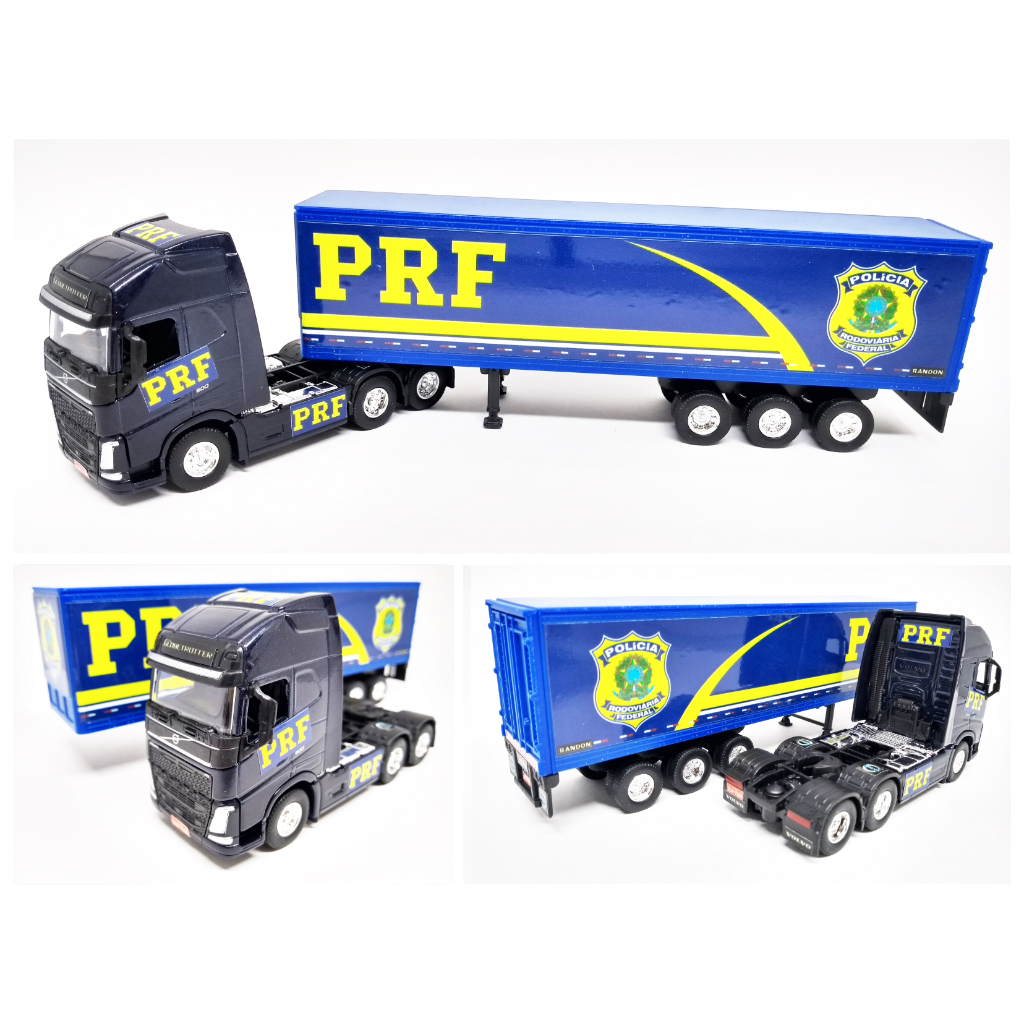 Miniatura Caminhão Volvo FH  + Carreta Baú PRF