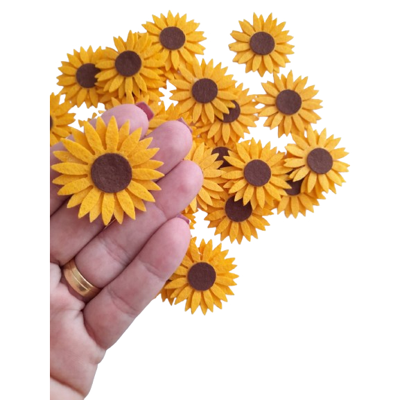 Kit Girassol de Feltro para Festa Junina Cortado a Laser 35mm pct com 10 em Oferta na Shopee