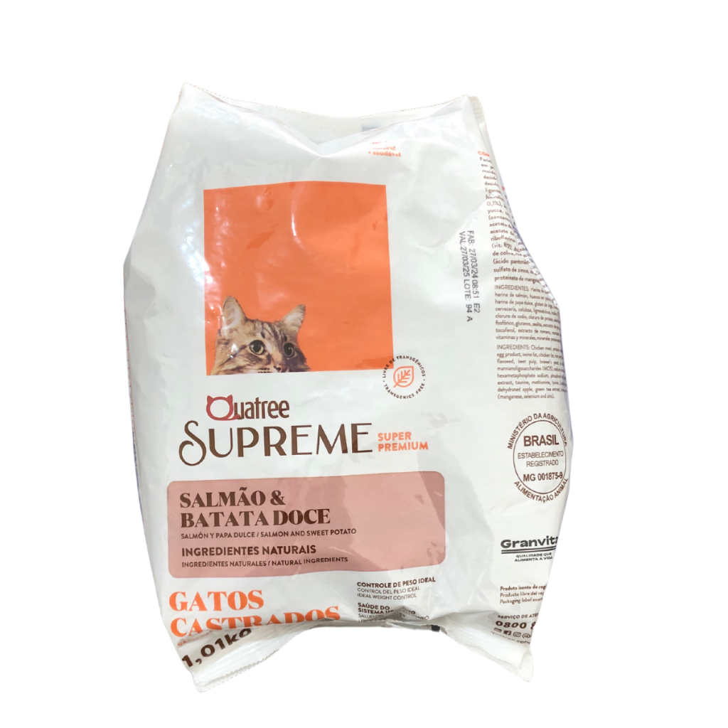 Ração Gato Castrado Quatree Supreme Sabor Salmão e Batata Doce 1kg