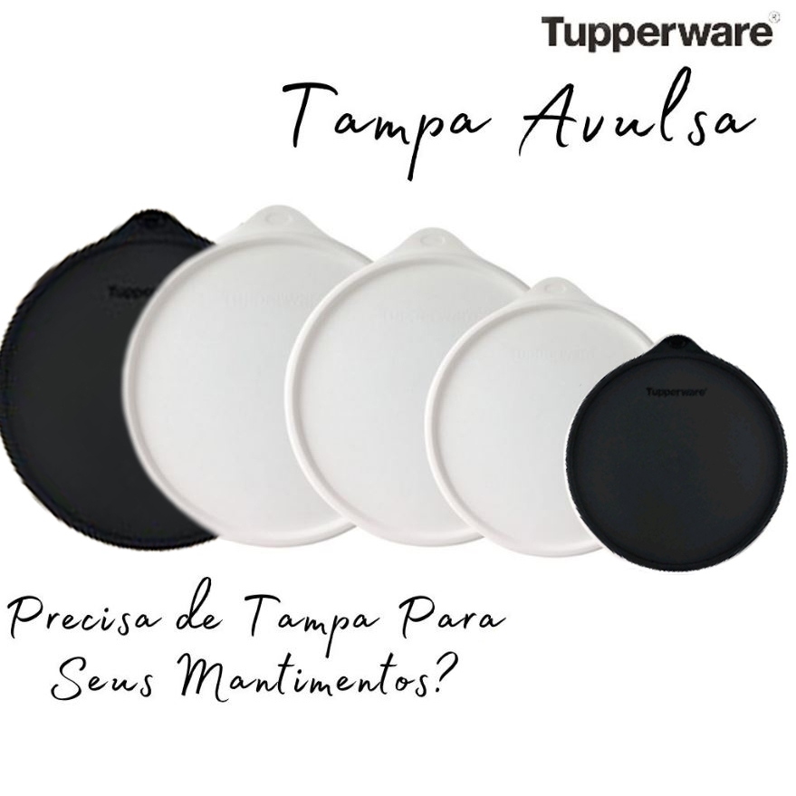 Tupperware Tampa Avulsa Para Redondinha, Caixa de Mantimentos Linha Preto e Branco, Bistrô e Floral