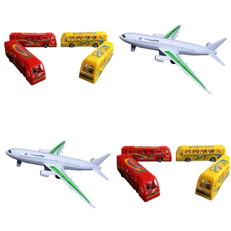 KIT 2 BRINQUEDOS SENDO 1 Ônibus A Fricção BRINQUEDO INFANTIL  15 CM X 4 CM  X 4 CM+Avião À Fricção 19CM