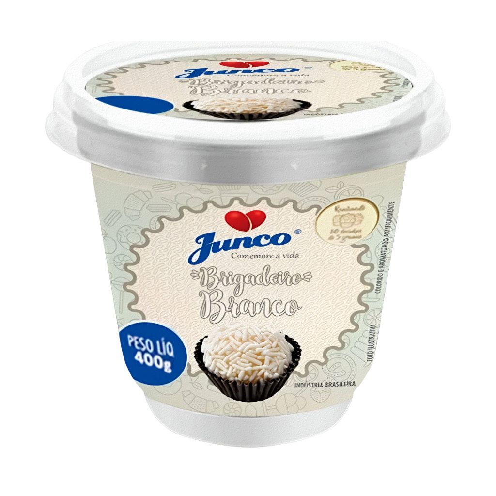 Pote Brigadeiro Doce Sabor Chocolate Branco 400g Junco Pronto Para Enrolar e Rechear